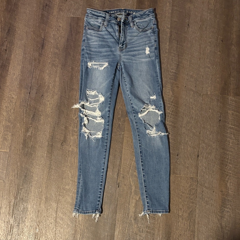 American Eagle Outfitters Ripped Blue Skinny Jeans